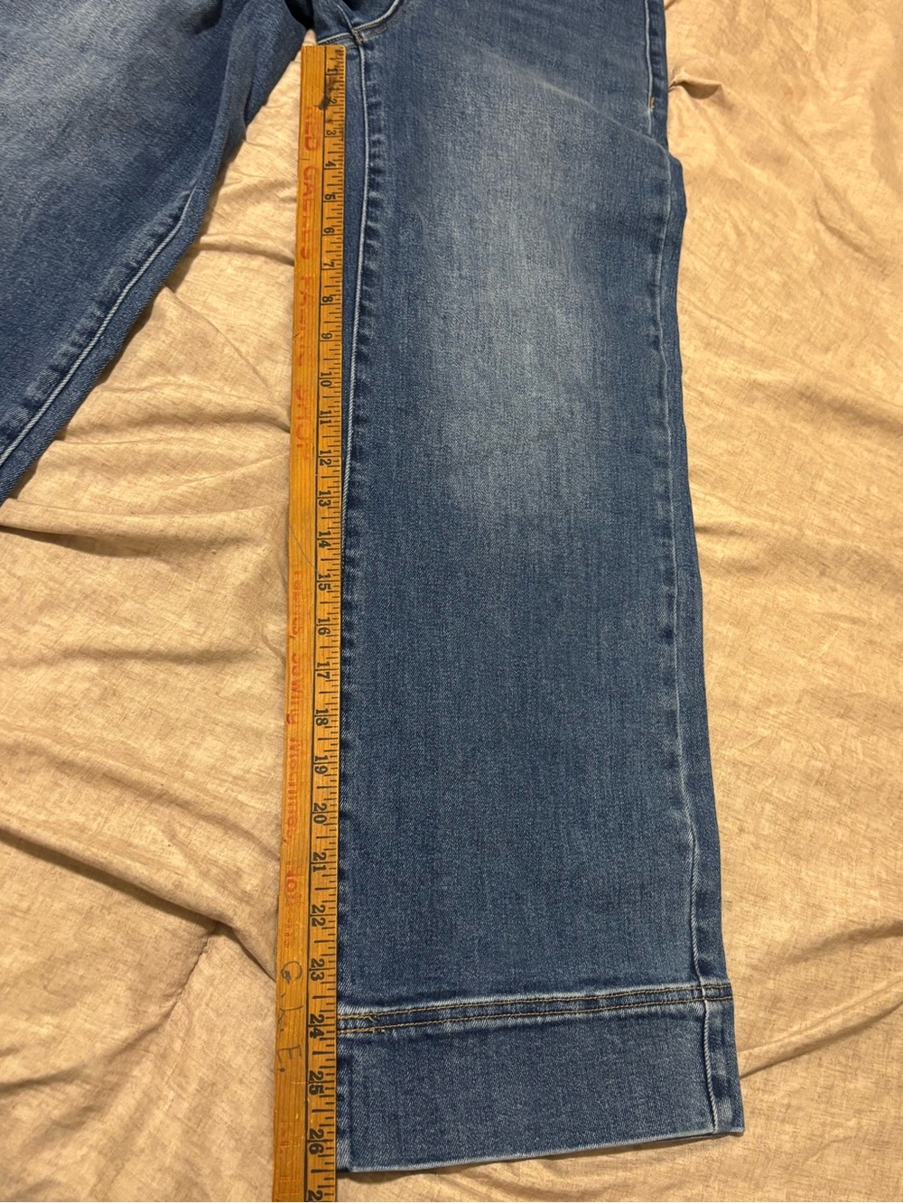 Risen Hi Rise Wide Leg Crop Stretch Jeans in Dark Denim Blue Wash Retro - Picture 8 of 9
